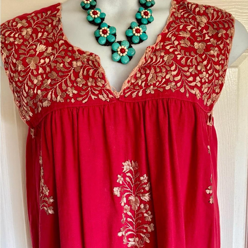 Vintage..Hand Embroidered Sleeveless Dress